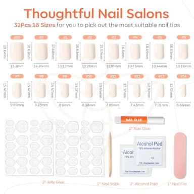 Modelones White Press on Nails, Short Square Fake Nails, Reusable Nail Kit with Nail Glue Adhesive Tabs Mini Nail File, Fall Halloween Nails Press Ons 32Pcs16 Sizes, Women Girl Gift - Image 5