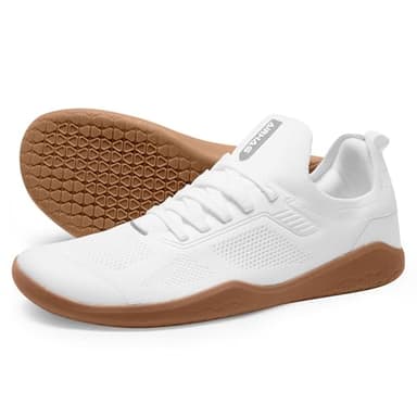 AIRHAS Men's Barefoot Shoes Zero Drop Minimalist Gym Shoes for Men Deadlift Walking Sneakers (White/Gum,11.0) - Image 1