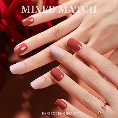 Short Square Press on Nails, Teenitor 576pcs Short Press on Fake Nails With Nail Glue And Adhesive Stickers, 12 Colors Matte Press On Short Nails, 12 Colors Glossy Short Press On Nails, Short Glue On Nails With Nail Stickers Rhinestones - Image 4