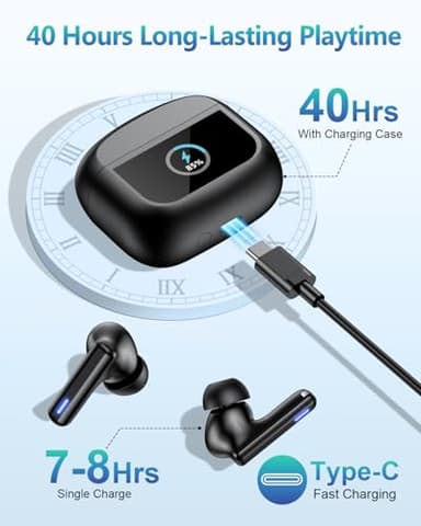 Wireless Earbuds Bluetooth Headphones, Ear Buds with Touch Screen, ANC ENC Noise Cancelling Transparency Mode, 40H Stereo Deep Bass, IPX7 Waterproof, Clear Calls, 5 EQ for iOS Android (Black) - Image 7
