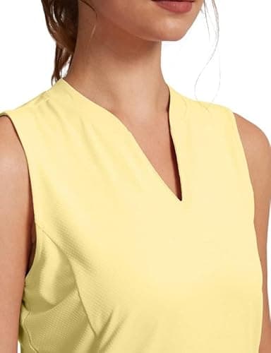 Obla Women's Sleeveless Golf Shirt V-Neck Lightweight Quick Dry Tennis Tank Tops Polo Shirts for Women(Yellow_XL) - Image 7