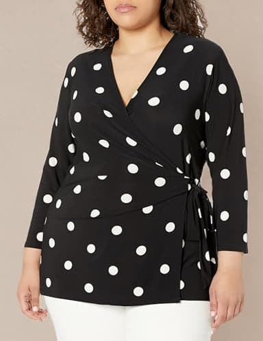 Anne Klein Printed ITY 3/4 SLV WRAP TOP (H22) - Image 3