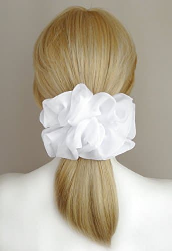 38 Colors Available, Big Scrunchies for Hair, Soft Cheer Chiffon large Ponytail Holder, Cute Birthday Gift for Women Girl Teen, Holiday Accessory (Bright White) - Image 2