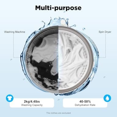 Hand Crank Washing Machine, 2 in 1 Non-Electric Washer Manual Traveling Outdoor Washing Machine Grey Mini Compact Washer Spin Dryer for RV Travel - Image 6