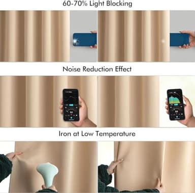 MIULEE Back Tab Beige Curtains 120 Inch Long 2 Panels Set for Living Room Bedroom, Cream Rod Pocket/Pinch Pleated Light Blocking Extra Long Thermal Insulated Room Darkening Blackout Curtains/Drapes - Image 5