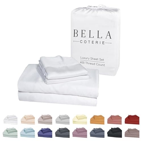 Bella Coterie Luxury Bamboo Viscose King Size Sheet Set | 100% Organically Grown | Ultra Soft | Cooling for Hot Sleepers | 18" Deep Pocket [White] - Image 1