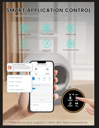 Automatic Litter Box, Upgraded Robot Self Cleaning Litter Box for Multiple Cats, 65L+9L Extra Large, Features Negative ion Sterilization and Deodorization, APP Control, 3 Rolls Litter Bag Liners - Image 3