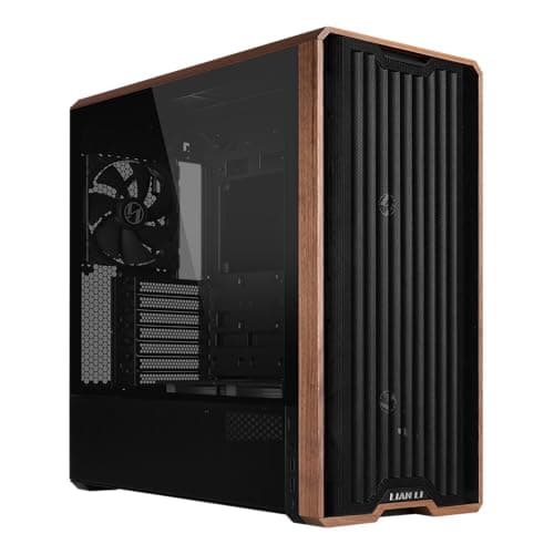 Lian Li LANCOOL 217 Genuine Walnut Wood Computer Case, Mid-Tower ATX PC Case with 5 Pre-Installed PWM Fans 2x170mm, 2x120mm & 1x140mm, Flexible PSU & Cable Installation - Black (LAN217X) - Image 1