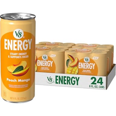 V8 Energy Peach Mango Energy Drink, 8 fl oz Can (24 Pack) - Image 1