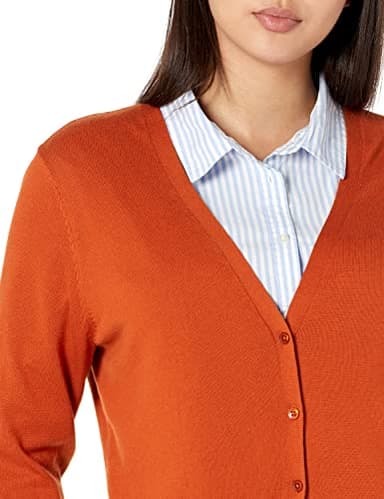Amazon Essentials Women's Lightweight V-Neck Cardigan Sweater (Available in Plus Size), Rust, X-Large - Image 4