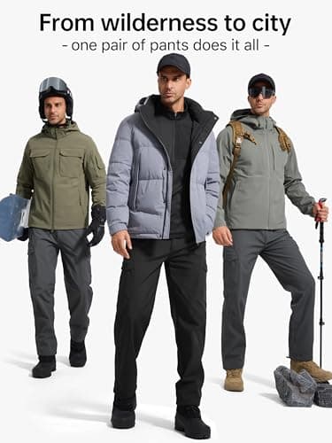 FREE SOLDIER Men's Outdoor Softshell Fleece Lined Cargo Pants Snow Ski Hiking Pants with Belt(Orange 38W x 32L) - Image 7