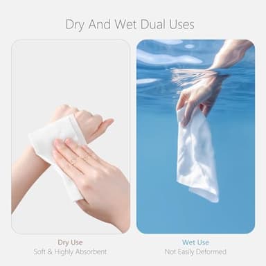 vuacepe Face Towels Disposable Cotton Facial Towels, 100 Count Biodegradable Soft Dry Facial Tissue, Drying Tissue for Skin Care, Makeup Remover, Disposable Face Cloths for Washing - Image 5