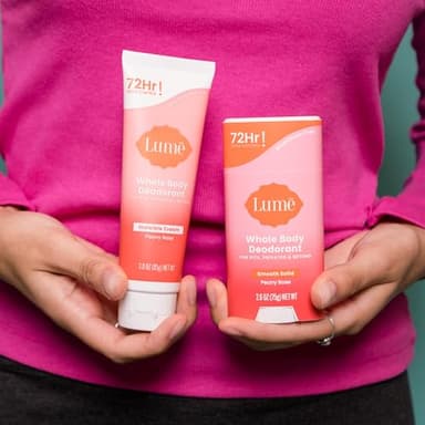 Lume Skin Care Gift Set for Women, Whole Body Deodorant Starter Pack - Smooth Solid Stick, Invisible Cream Tube, Acidified Body Wash Mini & Deodorant Wipes - Aluminum Free Odor Control (Peony Rose) - Image 4