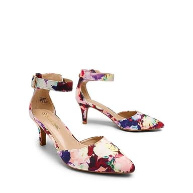 DREAM PAIRS Kitten Heel Low Heel for Women Closed Pointed Toe Pumps Wedding Party Sexy Dress Shoes Lowpointed,Size 8.5,Floral,LOWPOINTED - Image 3