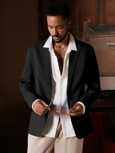 MAGE MALE Men's One Button Suit Jacket Elegant Solid Color Blazers Slim Fit Lightweight Sport Coats Blazer - Image 7