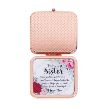 PDOZV Pocket Mirror for Women, Rosegold Square 2.8”×2.8” Metal Frame DropRubber Style Double Sided Mini Magnifying 1X/2X Mirror for Purse Can be Used as Gifts for Woman (RGSr02) - Image 3