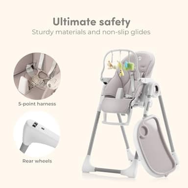 Sweety Fox Baby High Chair Adjustable to 7 Different Heights - Grey Baby Chair - Silla para Comer de Bebe - Foldable High Chairs for Babies and Toddlers - Image 5