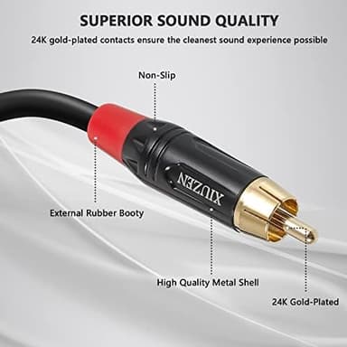 RCA Y Splitter Cable, RCA Male to 2 Female RCA Y- Adapter Stereo Audio Cable for Speaker, Subwoofer, Home Theater -1.5 feet - Image 5