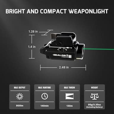 OLIGHT Baldr S 800 Lumens Compact Rail Mount Weaponlight with Green Beam and White LED Combo, Magnetic USB Rechargeable Tactical Flashlight with 1913 or GL Rail, Battery Included (Black) - Image 2