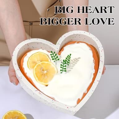 AOTASO Silicone Heart Shaped Cake Pans 10 Inch Large Heart Cake Pan Nonstick Silicone Heart Molds for Baking (2 Pcs Set, Cream) - Image 4