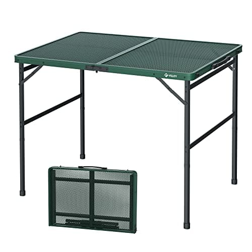 VILLEY Grill Table, 3ft Folding Camping Table with Aluminum Adjustable Legs, Portable Lightweight Camp Table for Beach Picnics and Outdoor Cooking - Image 1