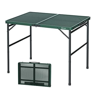 VILLEY Grill Table, 3ft Folding Camping Table with Aluminum Adjustable Legs, Portable Lightweight Camp Table for Beach Picnics and Outdoor Cooking - Image 1