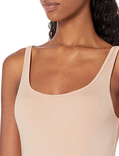 Amazon Essentials Women's Slim-Fit Thin Strap Tank Top, Pack of 2, Light Beige, Small - Image 5