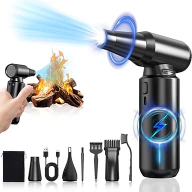 Compressed Air Duster with LED Flashlight, 300,000RPM Brushless Motor Electric Air Duster, 3-Gear Adjustable Mini Blower, Cordless Jet Fan for Keyboard, PC, Car and Home Cleaning1 - Image 8