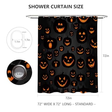 MEHOFOND Halloween Pumpkin Shower Curtain Evil Pumpkin Shower Curtain Black Fall Shower Curtains for Bathroom Decor Washable Durable Fabric Shower Curtains 72x72 inch - Image 4