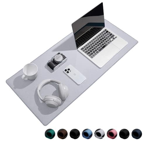 Reniteco Waterproof Large Gaming Mouse Pad with Durable Stitched Edges, Non-Slip Rubber Base, Grainy Jacquard Mouse Mat Desk Pad for Home Office Gaming, 15.74"x35.43"x0.12", Light Gray - Image 1