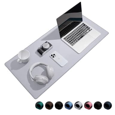 Reniteco Waterproof Large Gaming Mouse Pad with Durable Stitched Edges, Non-Slip Rubber Base, Grainy Jacquard Mouse Mat Desk Pad for Home Office Gaming, 15.74"x35.43"x0.12", Light Gray - Image 1