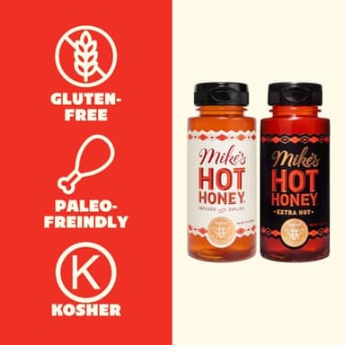 Mike's Hot Honey, Original & Extra Hot, America's #1 Spicy Honey with Chili Peppers, Gluten-Free, Paleo-Friendly, (10oz Bottle, 2 Pack) - Image 3