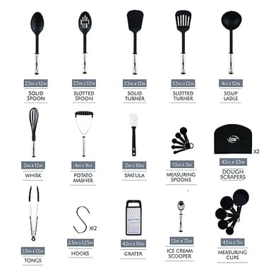 Kitchen Utensils Set 35 PCS Cooking Utensils Set, Nonstick and Heat Resistant Nylon Stainless Steel Silicone Spatula Set - Kitchen Gadgets Home Essentials Kitchen Accessories, Apartment Must Haves - Image 2