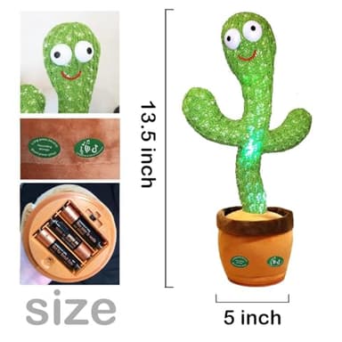 Pbooo Dancing Talking Cactus Mimicking Toy,Talking Repeat Singing Sunny Cactus Toy 120 Pcs Songs for Baby 15S Record Your Sound Sing+Dancing+Recording+LED - Image 8