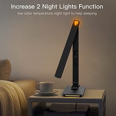 LED Desk Lamp with Wireless Charger: Desk Lamps for Home Office Bedroom, 5 Color Modes & Brightness Dimmable, 2 Night Light - Image 6