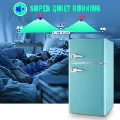 Small Refrigerator with Freezer Double Door Mini Fridge Adjustable Glass Shelves, Detachable Handle,7 Level Temperature Control Fridge for Dorm, Office, Apartment Blue - Image 8