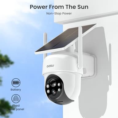 AOSU Security Cameras Outdoor Wireless, 2 Cam-Kit, No Subscription, Solar-Powered, Home Security Cameras System with 360° Pan & Tilt, Auto Tracking, 2K Color Night Vision, Easy Setup, 5G & 2.4G WiFi - Image 6