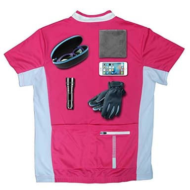 bpbtti Women's Half Zipper Short Sleeve Cycling Jersey Bike Biking Shirt with 3-Rear Pockets (Small,Pink/White) - Image 5