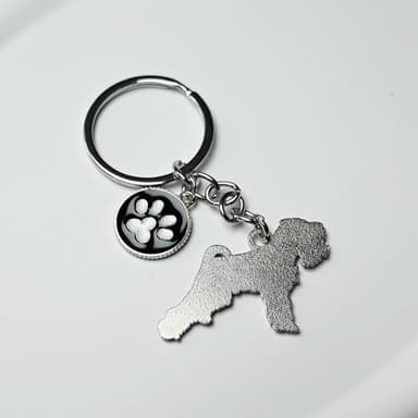 Harikaji Dog Keychain, Vivid Cute Pet Keyring Bag Charm Metal Key Ring Keyfob Schnauzer White - Image 2