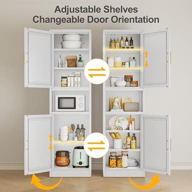 Ckzbx Tall Narrow Storage Cabinet 66.93" H Tall Bathroom Cabinets Metal Pantry Cabinet, 4 Adjustable Shelves for Kitchen, Home Office, Living Room, Dinning Room (16 inches Wide White) - Image 6