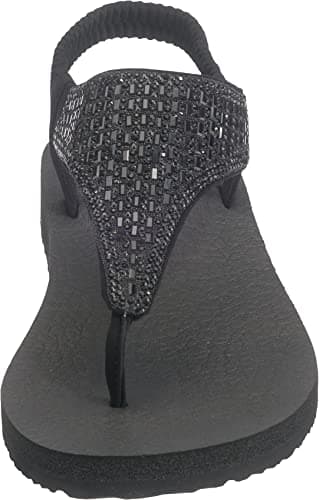 Skechers Cali Women's Meditation-Rock Crown Flat Sandal,black/black,10 M US - Image 4