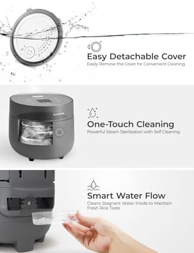 CUCKOO Rice Cooker 6 Cup Uncooked / 12 Cup Cooked, Modern Fuzzy Logic Rice Cooker Small with Delay Timer & Keep Warm Setting, Versatile Food Steamer for Cooking, Non-Stick Inner Pot, Gray (CR-0675FG) - Image 7