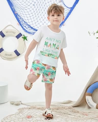 YUEMION Toddler Baby Boy Summer Outfit Baby Boy Clothes Short Sleeve T-Shirts Top + Shorts 2Pcs Boy Clothing Casual Set(White, 18-24 Months) - Image 2