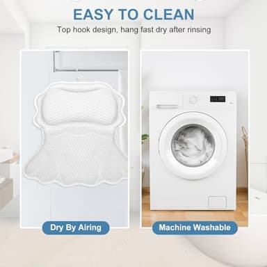 SetSail Bath Pillow, Relaxing Bath Pillows for Tub Neck and Back Support Soft 4D Breathable Air Mesh Ergonomic Bathtub Pillow with 6 Strong Suction Cups and Hook Luxury Bathroom Accessories,White - Image 5