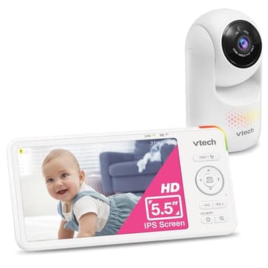 VTech 5.5" IPS Screen 720P Video Baby Monitor with Camera and Audio, Pan-Tilt-Zoom, Night Light, 2-Way Talk, Lullabies, Soothing Sounds, Long Battery Life, No WiFi: Advanced HD Plus - Image 1