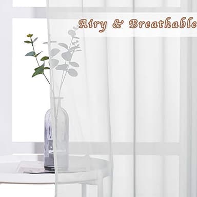 NICETOWN Long Sheer Curtain Panels - Ring Top Modern Window Treatment Voile Drapes for Bedroom/Living Room (Light Gray, One Pair, W54 x L96) - Image 3