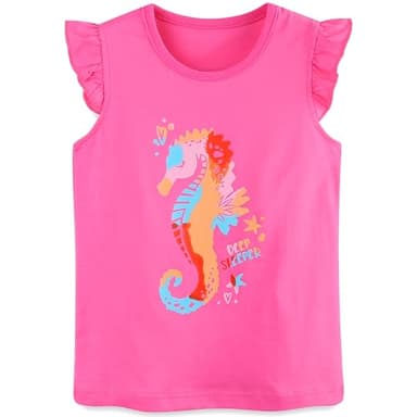 Baby Toddler Girl's Summer Clothes Short Sleeve T Shirt Tee and Shorts Clothing Set Outfits Pink Seahorse 2t - Image 3