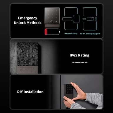 Aqara Smart Lock U100, Fingerprint Keyless Entry Door Lock with Apple Home Key, Touchscreen Keypad, Bluetooth Electronic Deadbolt, IP65 Weatherproof, Supports Apple HomeKit, Alexa, Google, IFTTT, Gray - Image 7