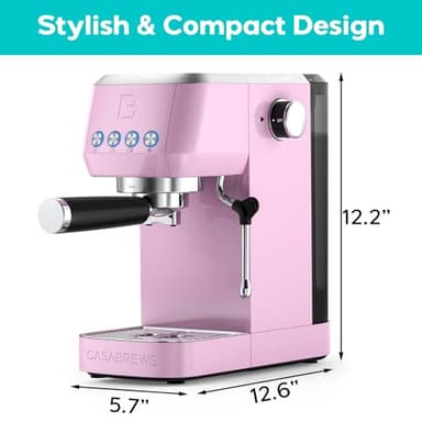 CASABREWS 3700 Essential Espresso Machine 20 Bar, Stainless Steel Coffee Machine with Steam Frother for Home, Compact Espresso Maker with 49oz Water Tank, Pastel Pink - Image 7