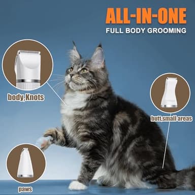 Bautrium Cat Grooming Clippers Kit with Paw Trimmer, 3 in 1 Electric Pet Hair Trimmer Supplies for Thick Matted Hair, Heavy Coat Butt Shaver Cat Razor Fur Trimmer for Dogs at Home - Image 2